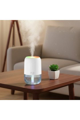 H2O Model Şeffaf Hazneli Hava Nemlendirici-Ultrasonik Soğuk Buhar Makinesi, LED Işıklı Masaüstü Oda Nemlendirici