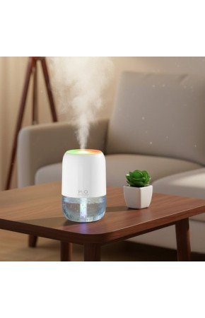 H2O Model Şeffaf Hazneli Hava Nemlendirici-Ultrasonik Soğuk Buhar Makinesi, LED Işıklı Masaüstü Oda Nemlendirici